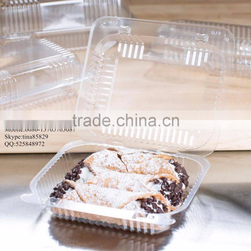 Durable OPS Clear Hinged Plastic Small Oblong Container/ Plastic Bakery Container/ Plastic Food Container for Take Out
