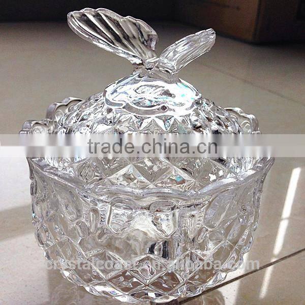 wholesale unique Butterfly shaped empty buffet fancy wedding clear candy glass jar
