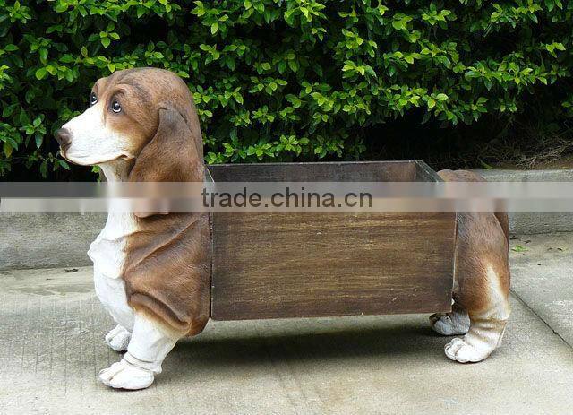 Decorative wood square pot outdoor