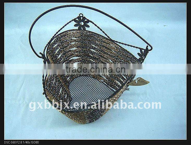Paper rope wire heart shaped hanging storage scrap baskets