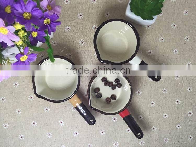 Stocked korean style colorful single handle cheap ceramic pots