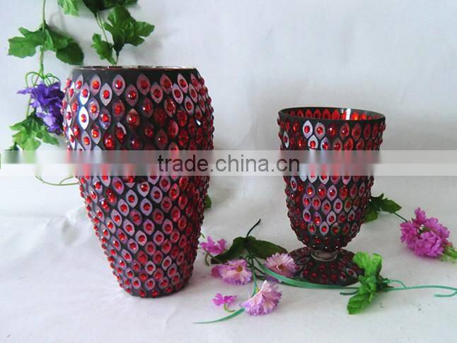 Wedding Gift Red Mosaic Chinese Vase Glass Cylinder