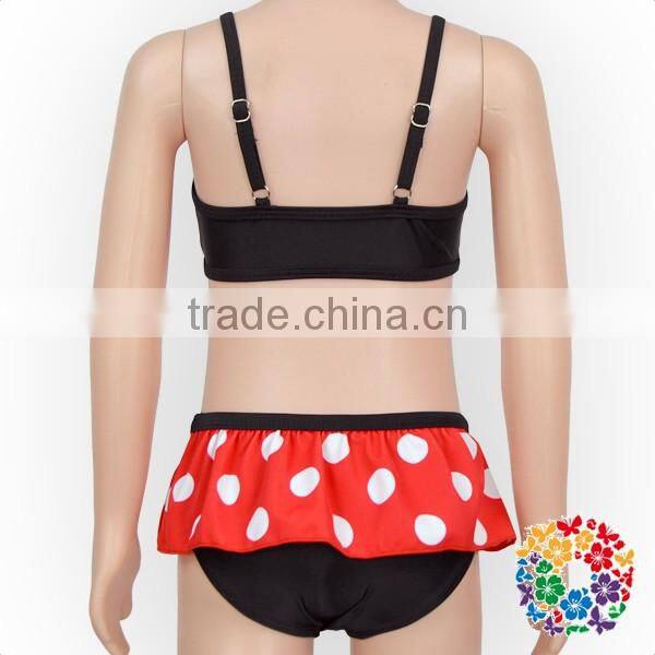White Dots Red Black Bow Top Ruffle Bloomers Lovely Two Pieces Baby Bikini Swimsuit