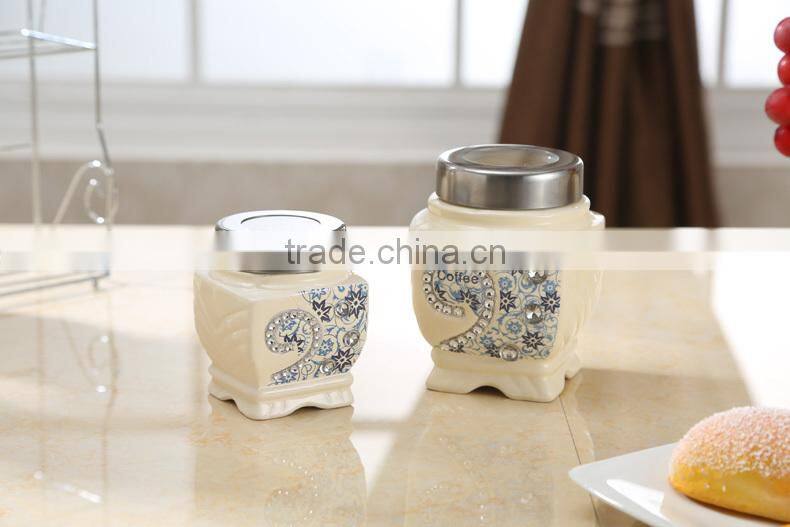 ceramic canister set stainless metal stand