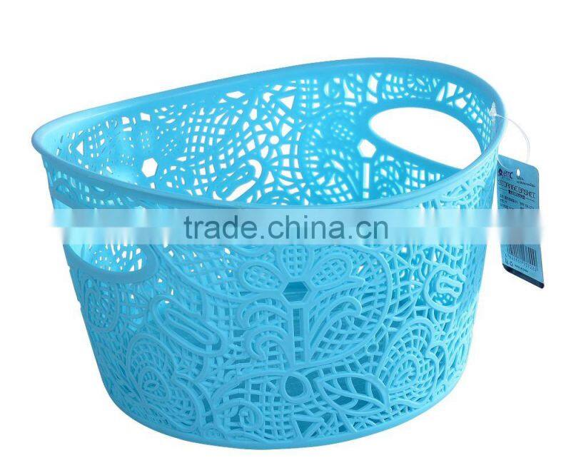 Lace Basket with 2 sizes, Plastic Lace basket with Handle, Round shape basket