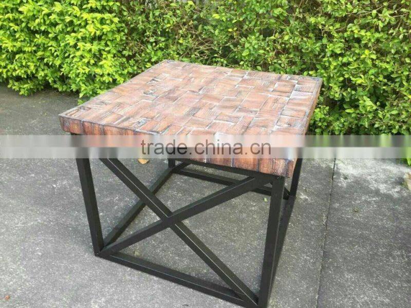 Fiberglass clay wooden look outdoor garden furniture set