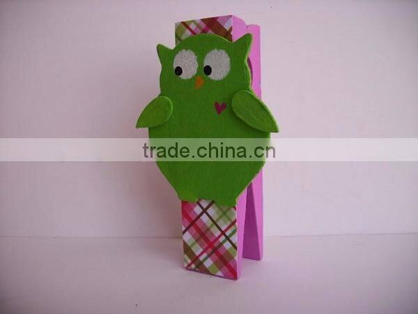high quality new custom mini wooden owl manufactures of clothespin with spring made in China