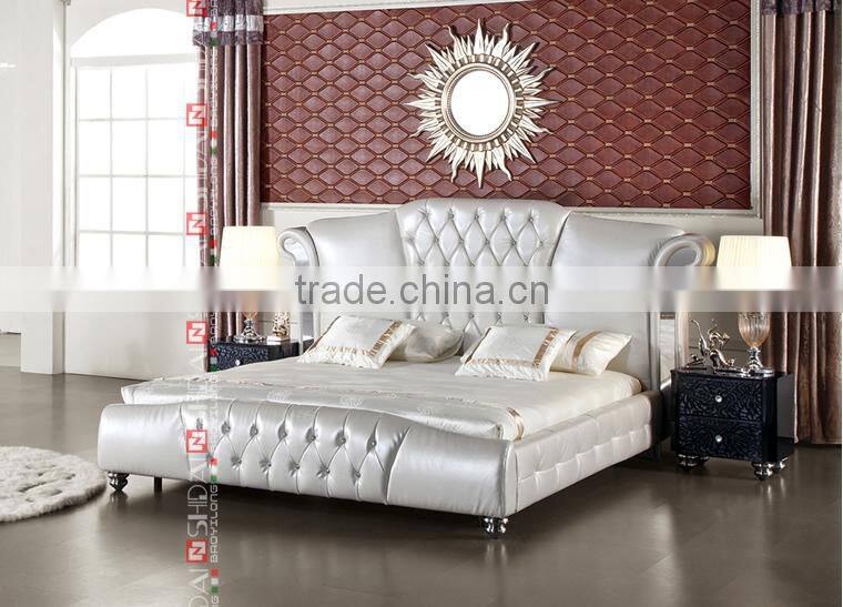 antique white bedroom furniture / white bedroom furniture / white glossy bedroom LV-B9022