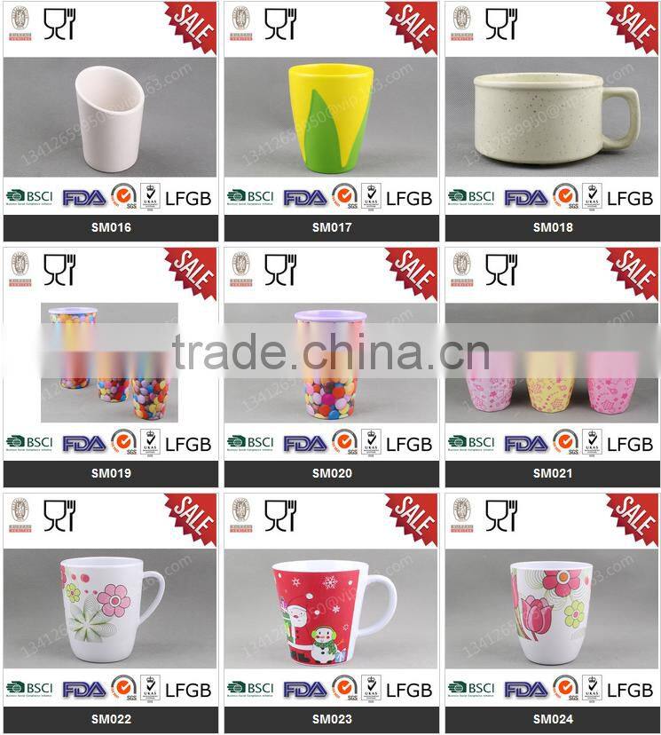 Owl print kids melamine water cup with two handle/melamine children drinking mug