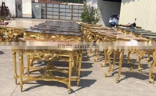 Gold leaf with natural marble top antique reproduction console table for sales