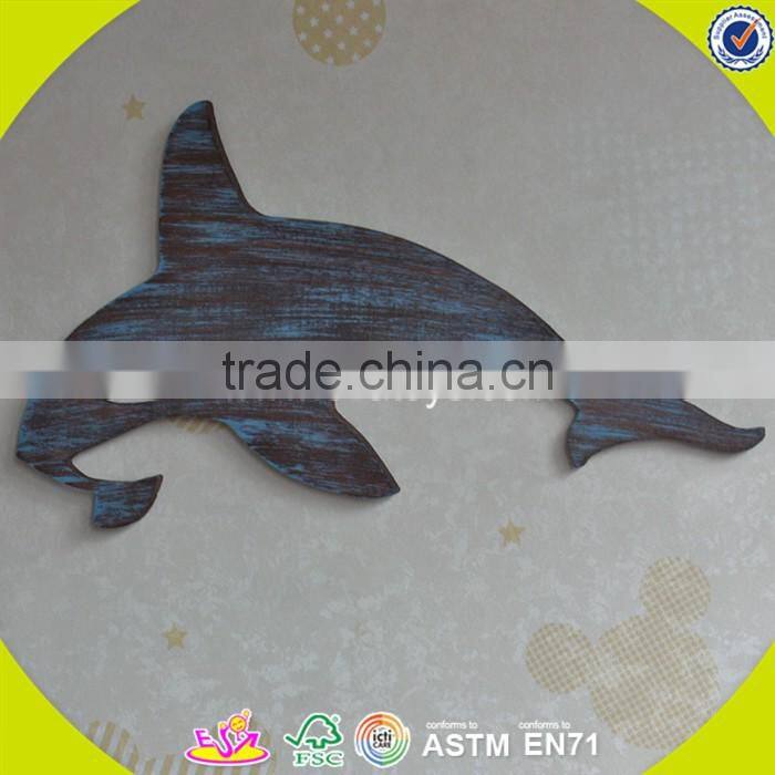 2017 New design home decorations wooden wall hanging top fashion whale shape wooden wall hanging W09D016