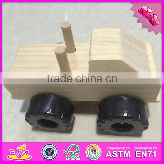 2016 hot sale DIY painted wooden toy tank W03A082
