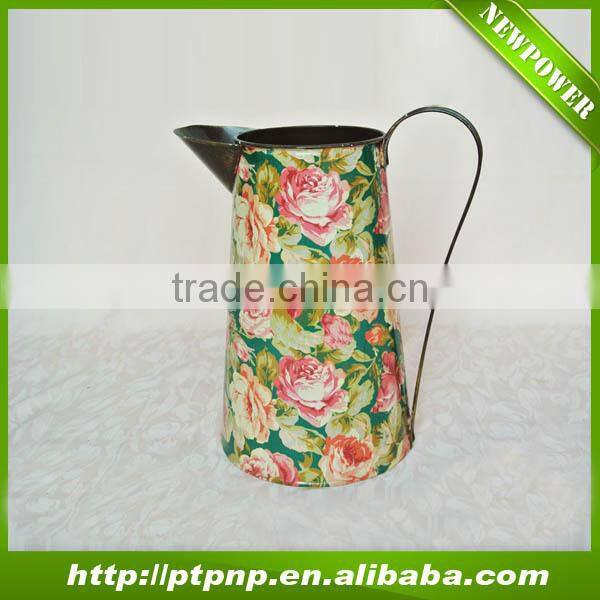 Garden decorative antique metal flower pots with rose design