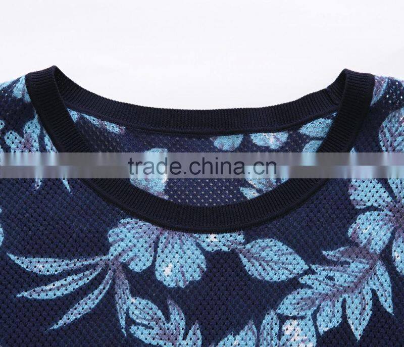 Men's round neck printed knitting pullover sweater