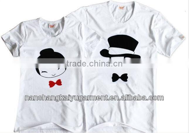 95% cotton 5% elastane couple lover t shirt print