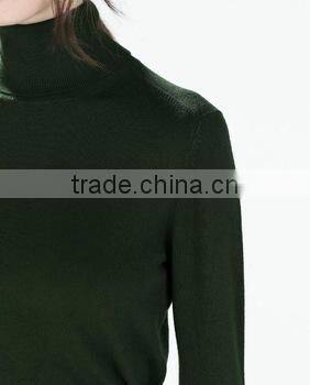 woolen sweater designs for ladies,choker high collar sweater or women with cotton , colorful knitted sweater