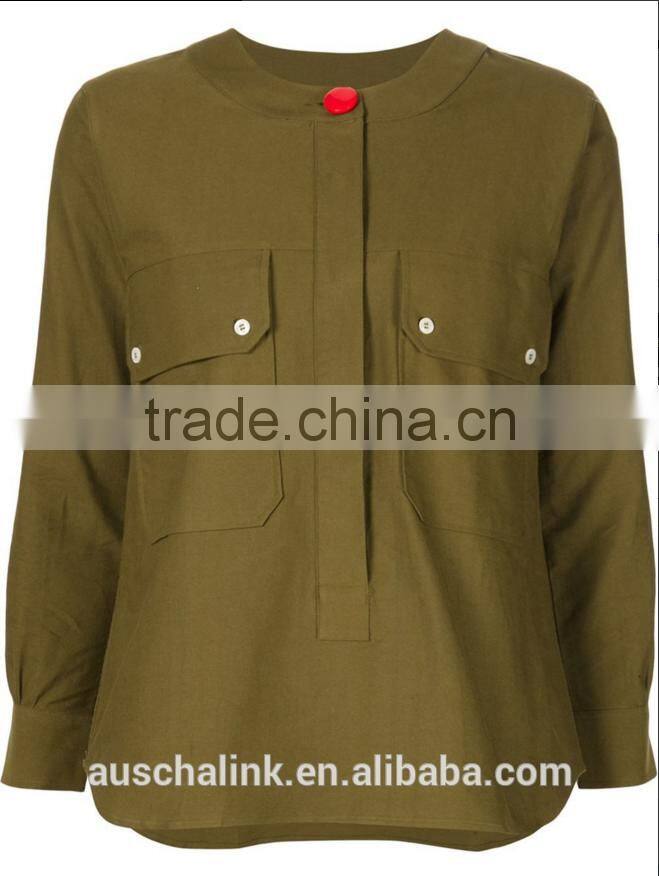 new arrival khaki patch pocket fancy casual shirt OEM service