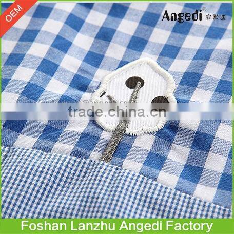 Fancy design baby boys plaid shirt with embroidered applique patch work baby clothing