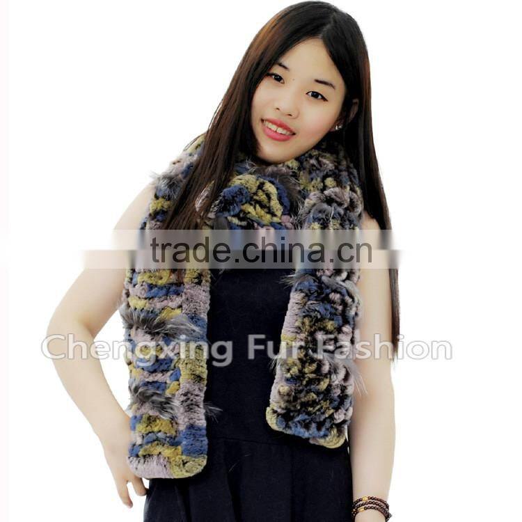 CX-S-55F New Latest Design Real Rex Rabbit Fur Winter Poncho Shawl Scarf