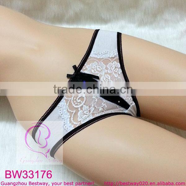 Back soft cotton panties ladies sexy front transparent lace panties