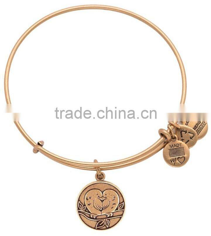 2014 hot design anchor charm wire bracelet bangle jewelry custom inspired word stamped wire bangle jewelry antique logo bangle