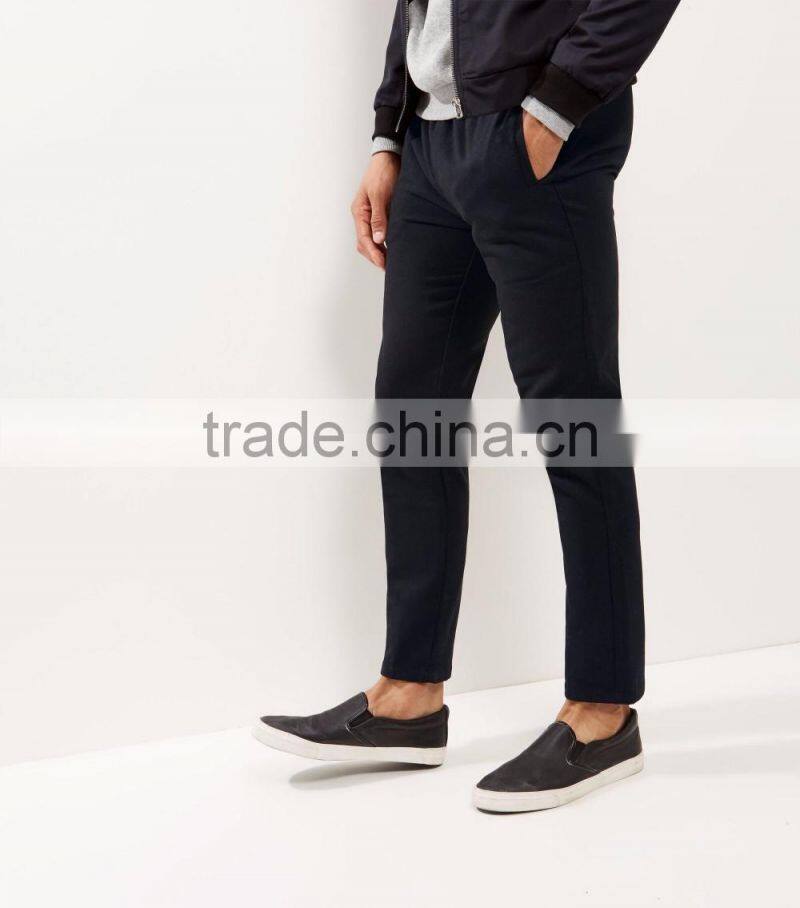 Custom 100% Black Straight Leg Smart Joggers Looser Fit Sweater Pants With Double pocket Sides For Men Wholesale