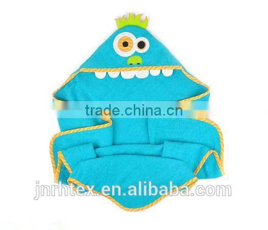 Kids pink owl or blue monster baby hooded towel and wholesale children poncho hooded towel