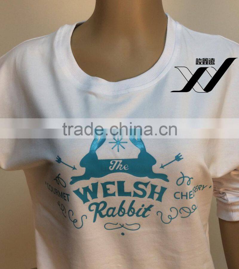 white crew neck sweatshirt for women with rabbit print