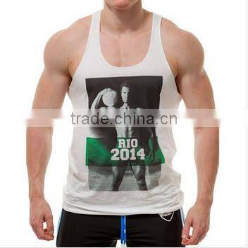 100% cotton printed wholesale bodybuilding mens custom stringer tank top