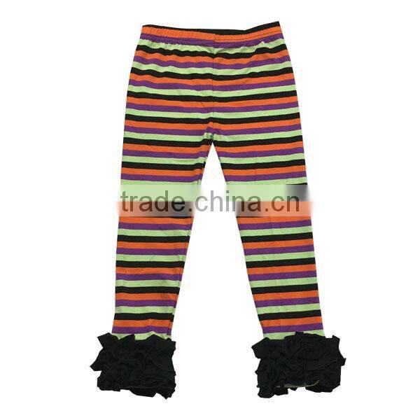 2017 girls ruffle pants icing leggings boutique children orange and black Halloween leggings