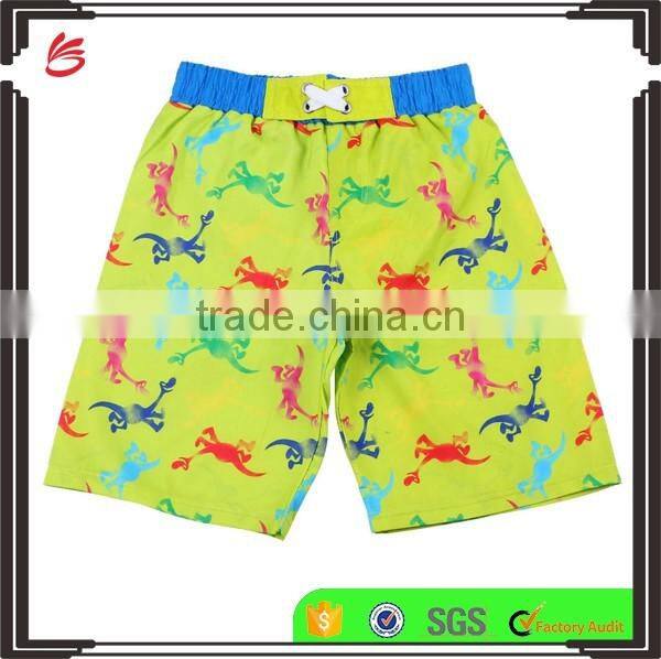 High Quality Kids ClothingCrabs Printing Color Blocks Boys Shorts with Four Eyelets Drawstring