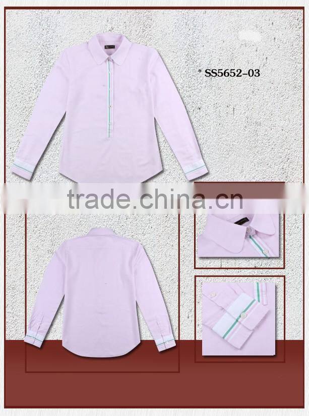2016 new fashionable 100% cotton pink color girls shirts kids shirts
