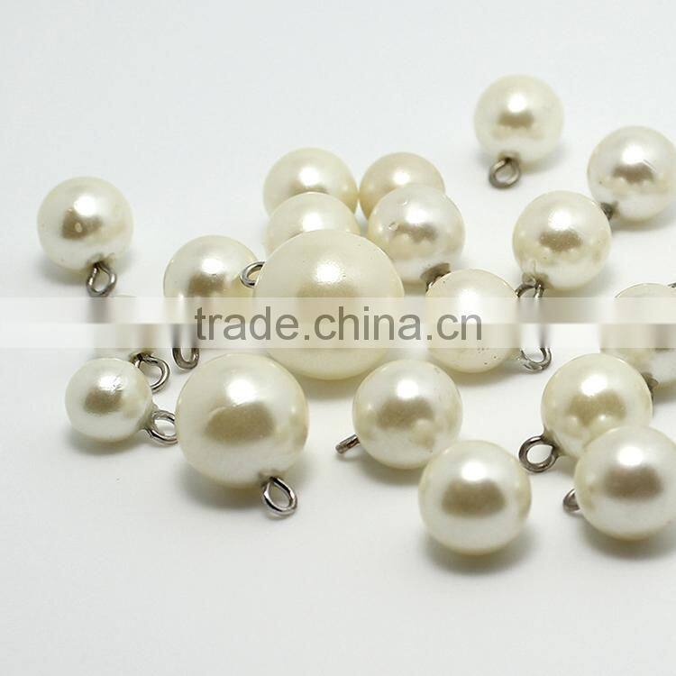 Wholesale Cheap 8mm-18mm White Clothing Plastic Rhinestone Fashion Pearl Button For Sweater