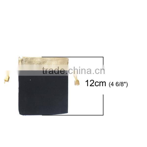 Velvet Jewelry Bags Drawstring Rectangle Black 12cm x9cm
