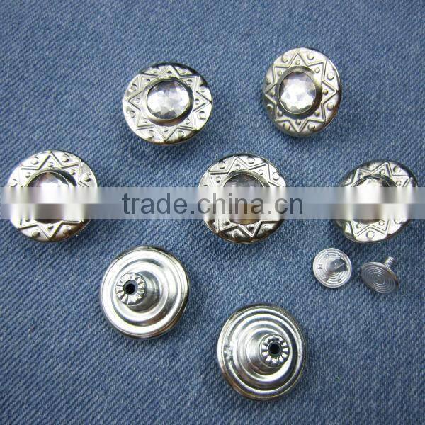 Big Rhinestone Round Jean Buttons