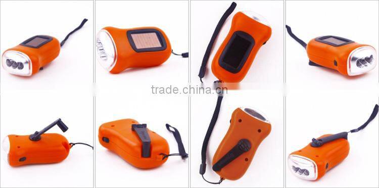 Led solar dynamo flashlight