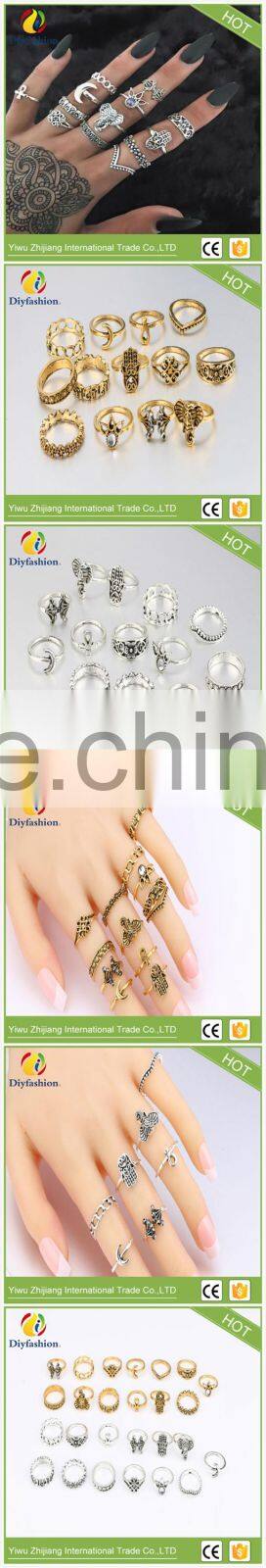 13pcs/Set Boho Vintage Punk Gold Silver Stone Midi Finger Rings For Women Bohemian Ring Set Jewelry