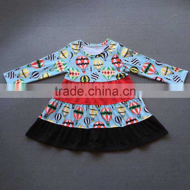 Wholesale Little Girls Frock Design Cotton Dress Long Icing Ruffle Sleeves Fall Clothes For Kids