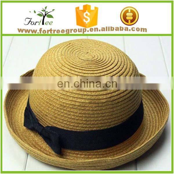 women summer spring derby bowler hats straw round brim beach sun hats