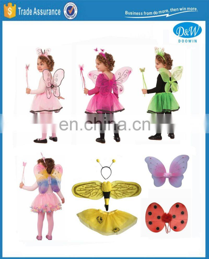 Multi Color Fairy Wings Tutu Wand Set for Girls Party Dressup