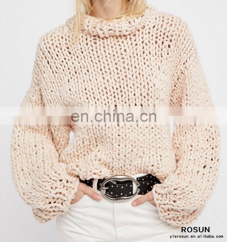 Oversized sweater Tunics for women of long sleeve apricot knit ladies tops with latest chunky handmade design as crochet