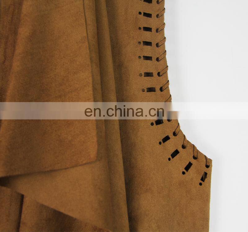 hot new products for 2016 no sleeve ladies suede coat