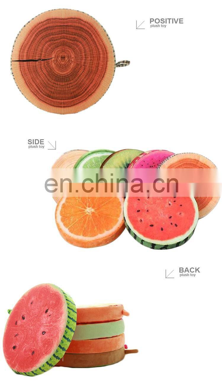 Custom cartoon plush round fruit cushion