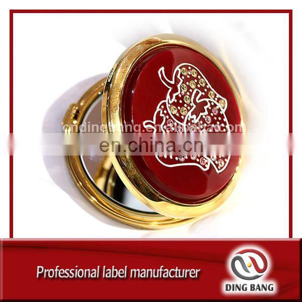 Wholesale Stock Type Stardard Size 70mm Promotion Cheap Custom Yellow Lovely Face Printed Eco-friendly Domed Cosmetic Mirror