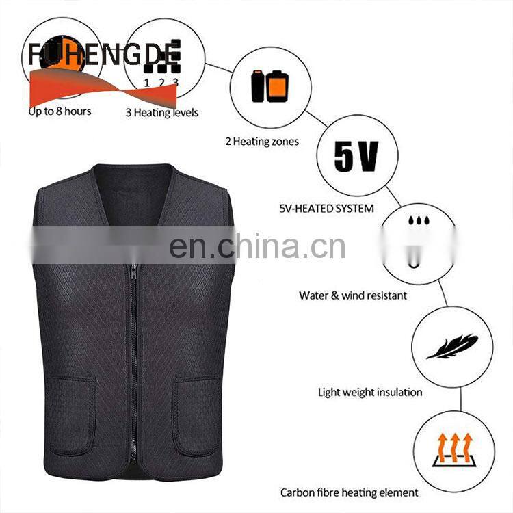 Men Women Electric Battery Powered Heated Vest Rechargeable Waterproof Heat Insulate Heating Vest for Sports Outdoors