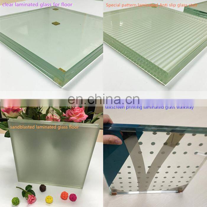 commercial non-breakable glass non-slippery floor structural anti slip or non slip glass floor prices