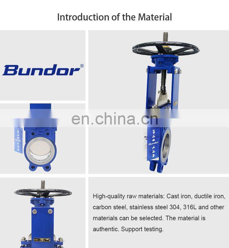 Bundor class150 DN100 WCB wafer type knife gate valve manufacturer