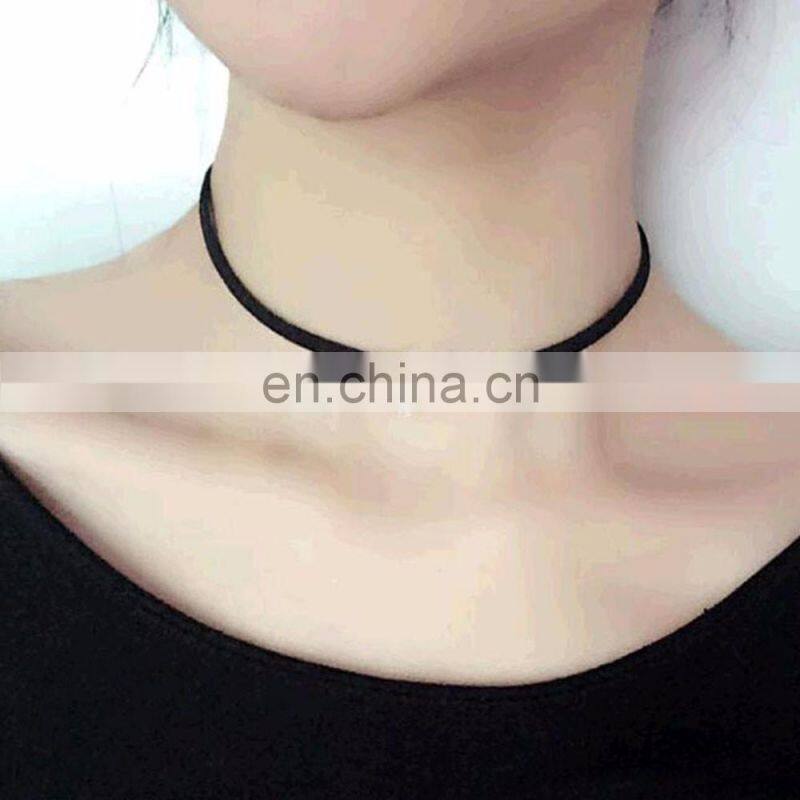 2017 Hot Faux Leather Choker Fashion Simple Black Velvet Rope Sparkling Crystal False Necklace for women collar Jewelry