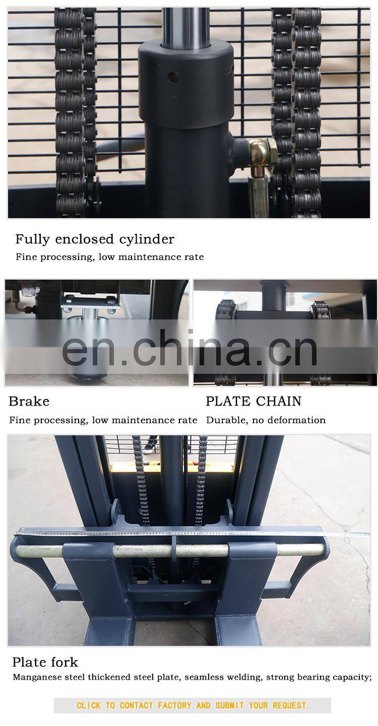 Automatic Electric Stacker Forklift with Straddle Forks with 3 meters Lifting Height Capacity Electric Walkie Straddle Stacker