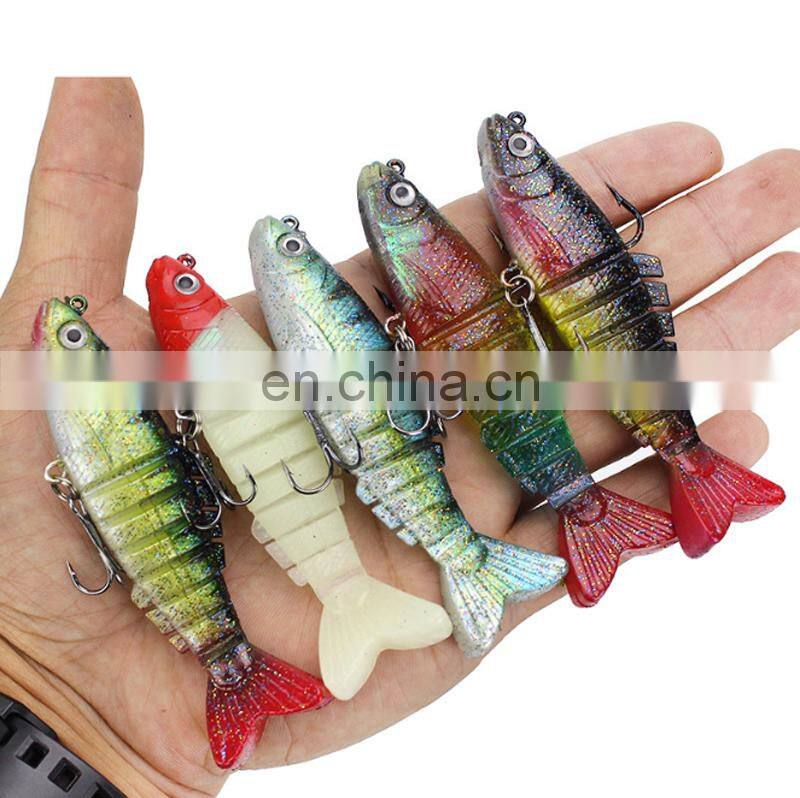 Wholesale 9cm18g 8 Sections Fishing Tackle Bait Fish Bait With Hook Soft Vibe Multi Jointed Lure